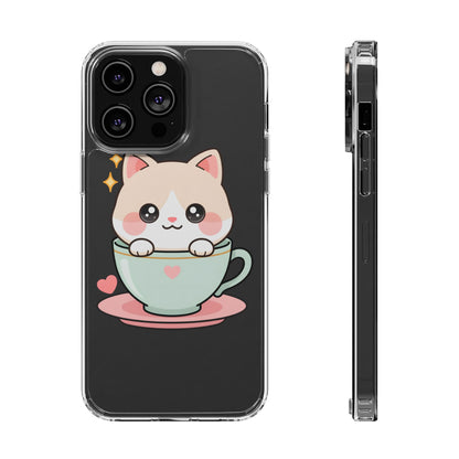 Kawaii Cat Phone Case, Cute Teacup Kitty Gift