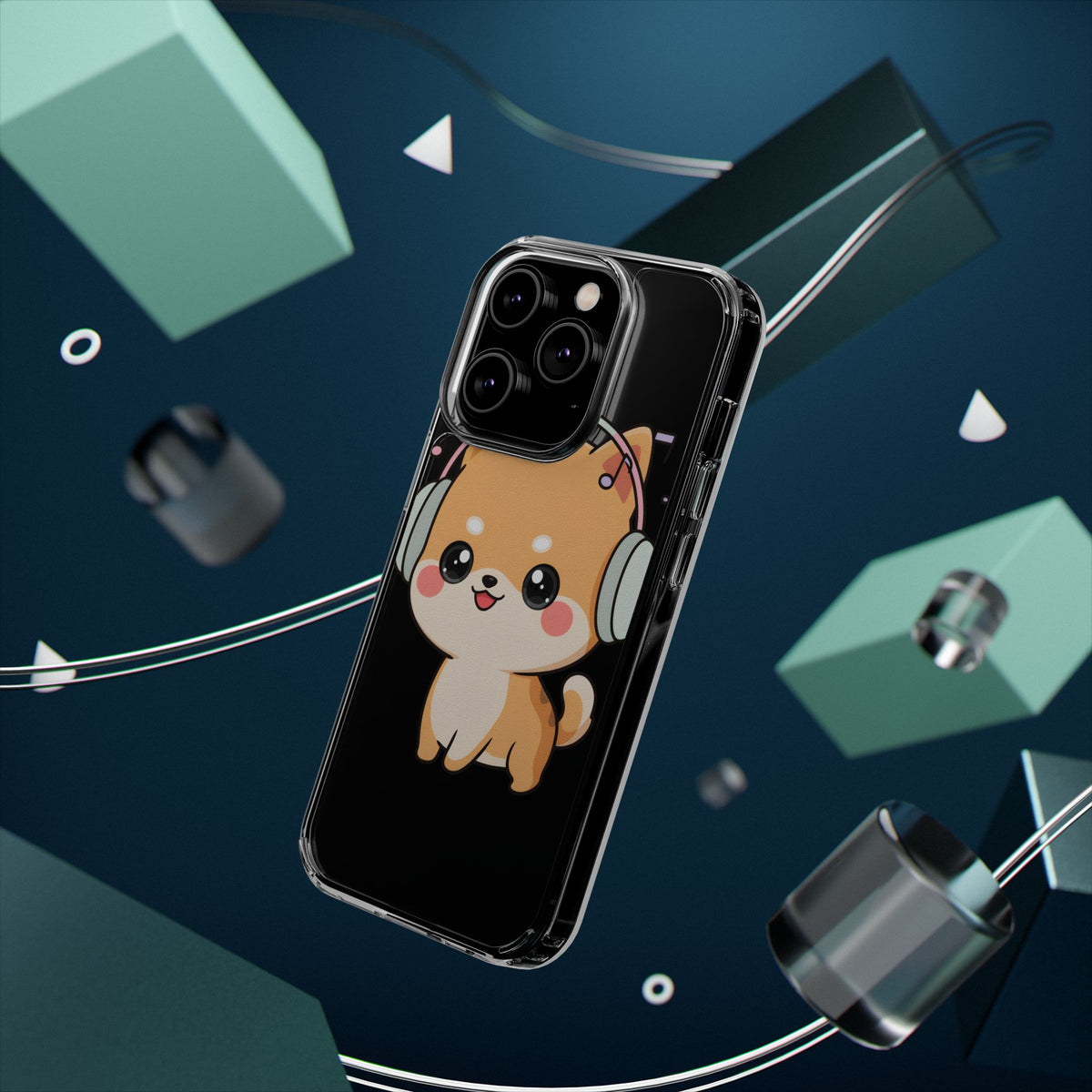 Kawaii Shiba Inu Phone Case – Music Lover Clear Case