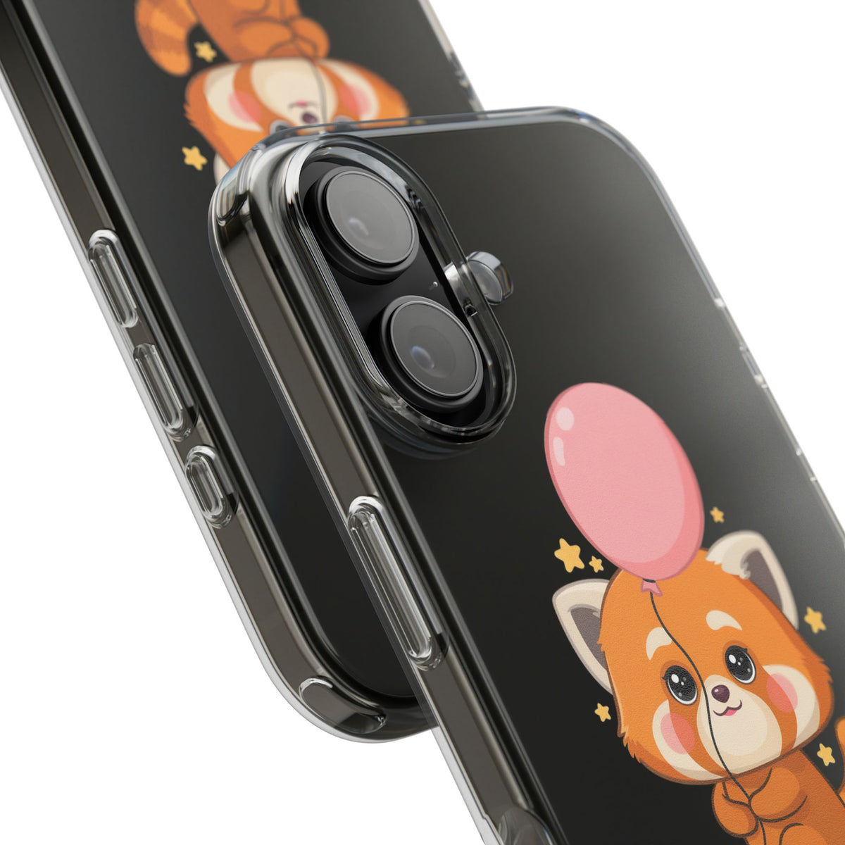 Kawaii Red Panda Clear Impact-Resistant Case with Balloon