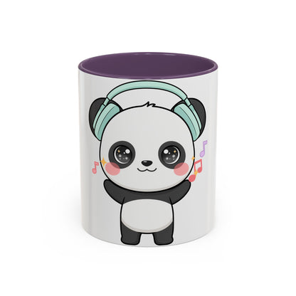 Kawaii Panda Music Mug, Colorful Accent Coffee Mug