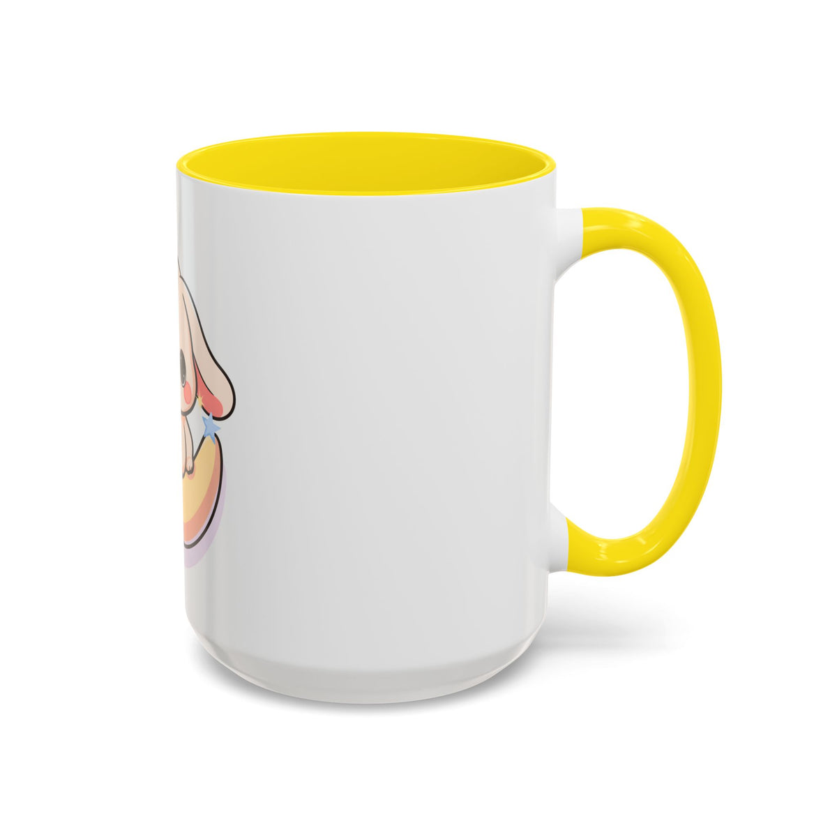Kawaii Bunny Accent Coffee Mug, Cute Moon Rabbit Gift