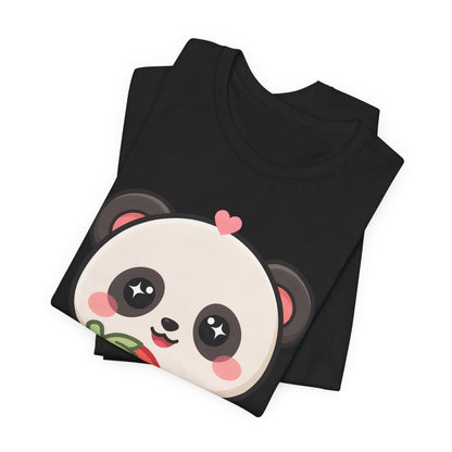 Kawaii Panda Strawberry T-Shirt – Sweet Chibi Animal Tee