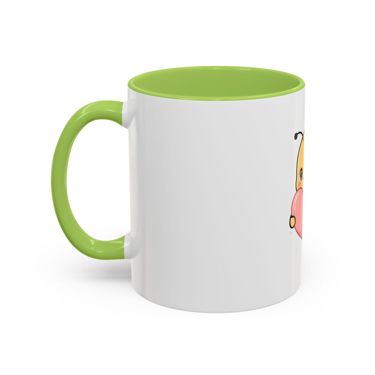Kawaii Bee Accent Coffee Mug with Pink Heart
