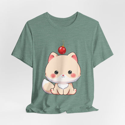 Kawaii Arctic Fox Christmas T-Shirt for Holiday Fans