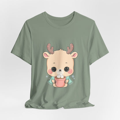 Kawaii Reindeer T-Shirt for Cozy Cocoa Season