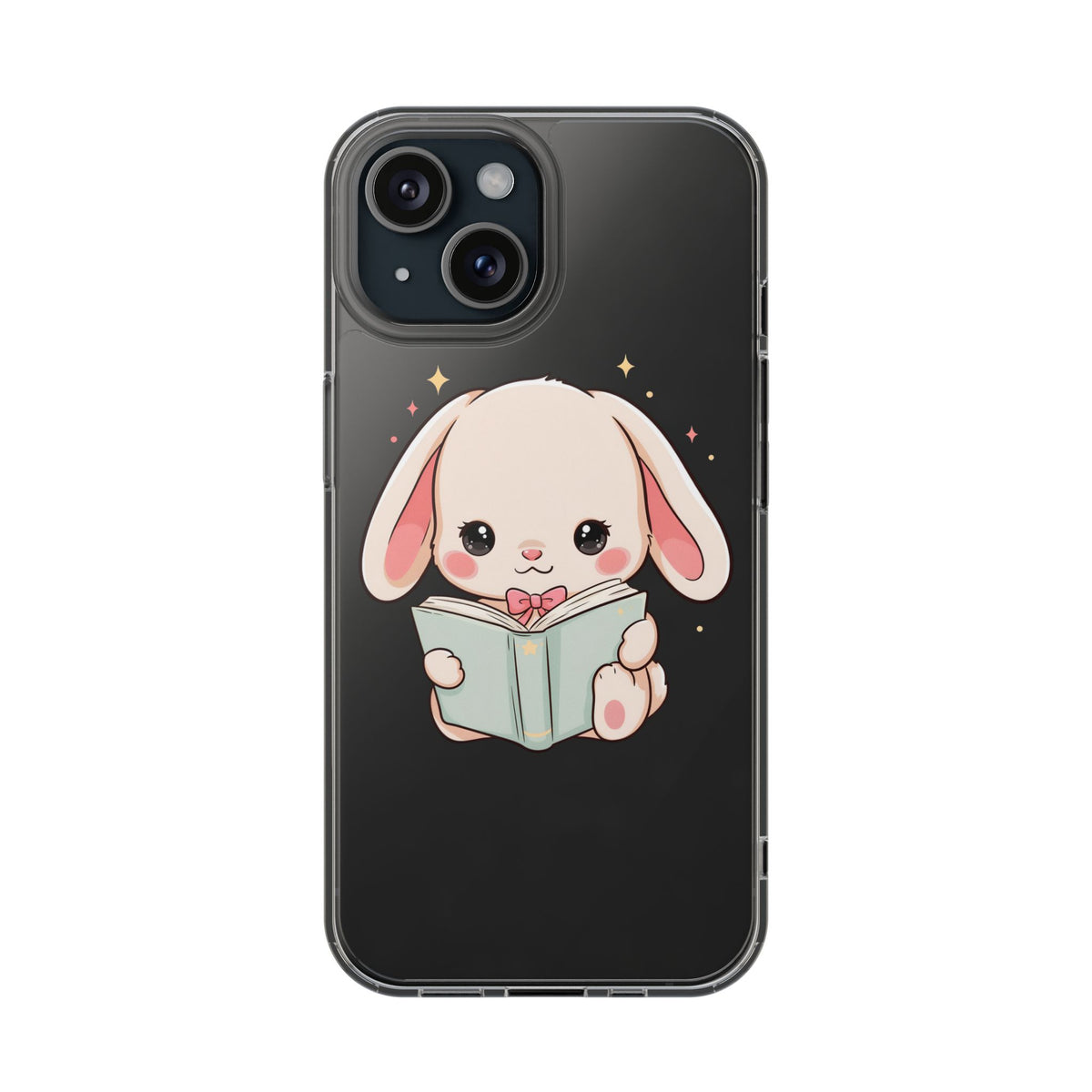 Kawaii Reading Bunny Clear Impact-Resistant Case
