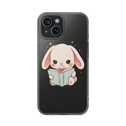Kawaii Reading Bunny Clear Impact-Resistant Case
