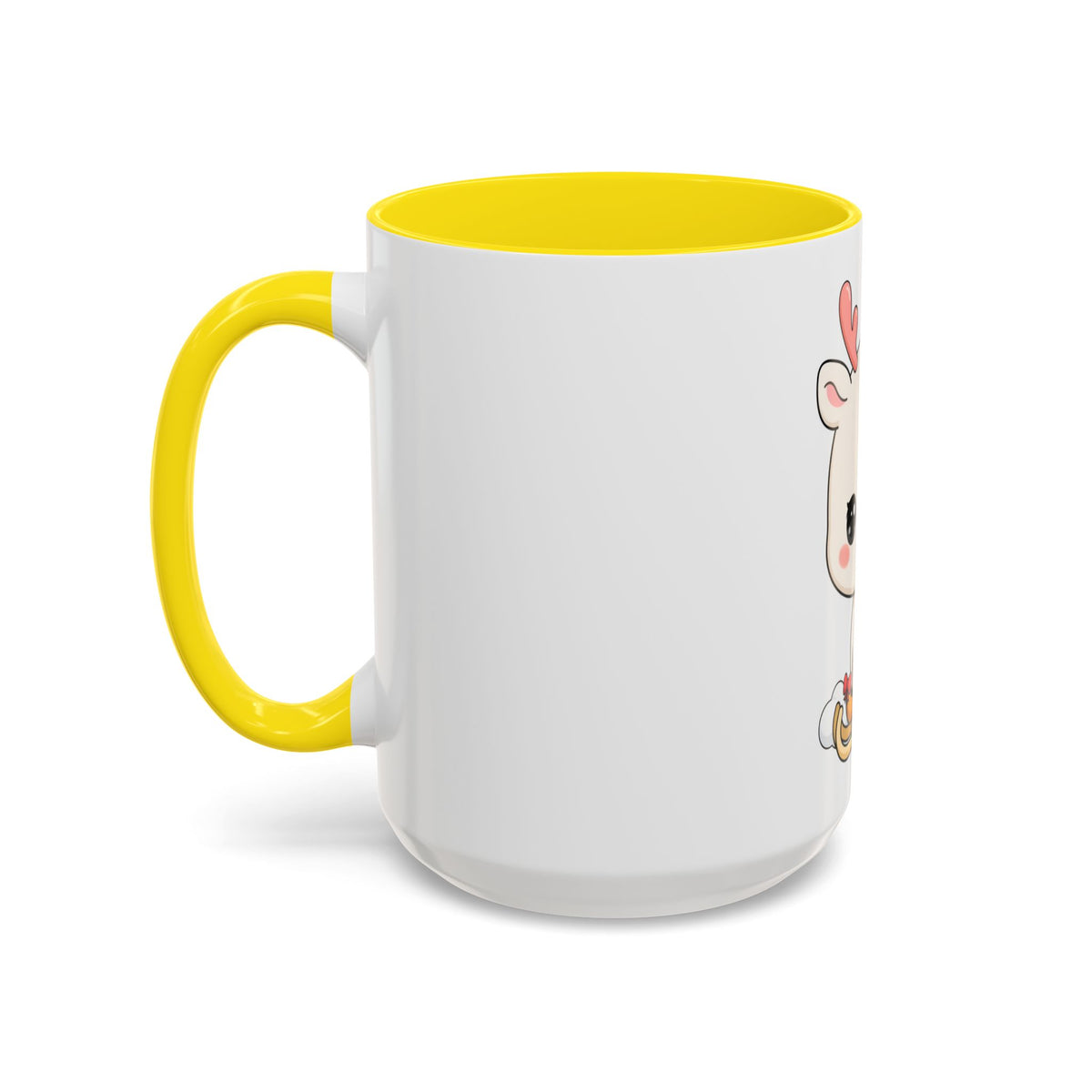 Christmas Reindeer Accent Coffee Mug, Cute Kawaii Sledding Gift