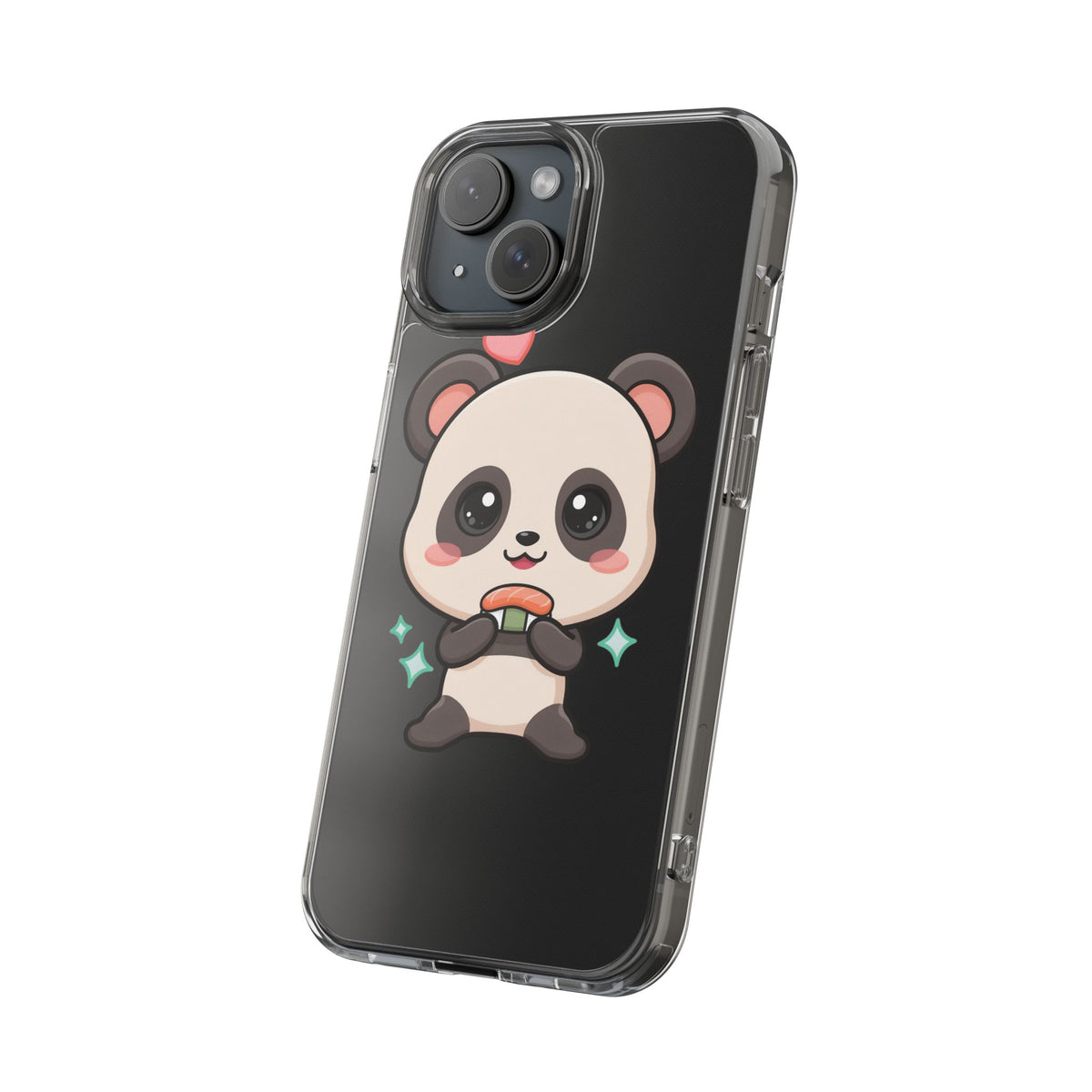 Kawaii Panda Sushi Phone Case, Clear Impact-Resistant Case