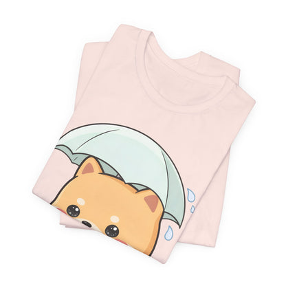 Kawaii Shiba Inu Umbrella T-Shirt for Rainy Day Fans