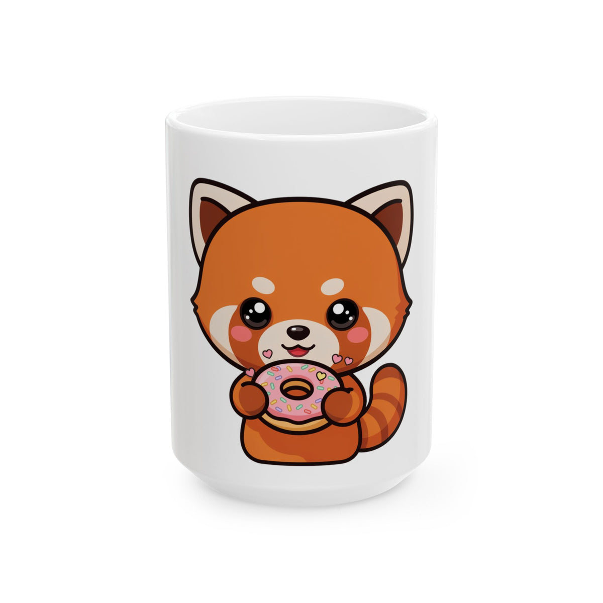 Red Panda Donut Mug, Cute Kawaii Ceramic Coffee Cup
