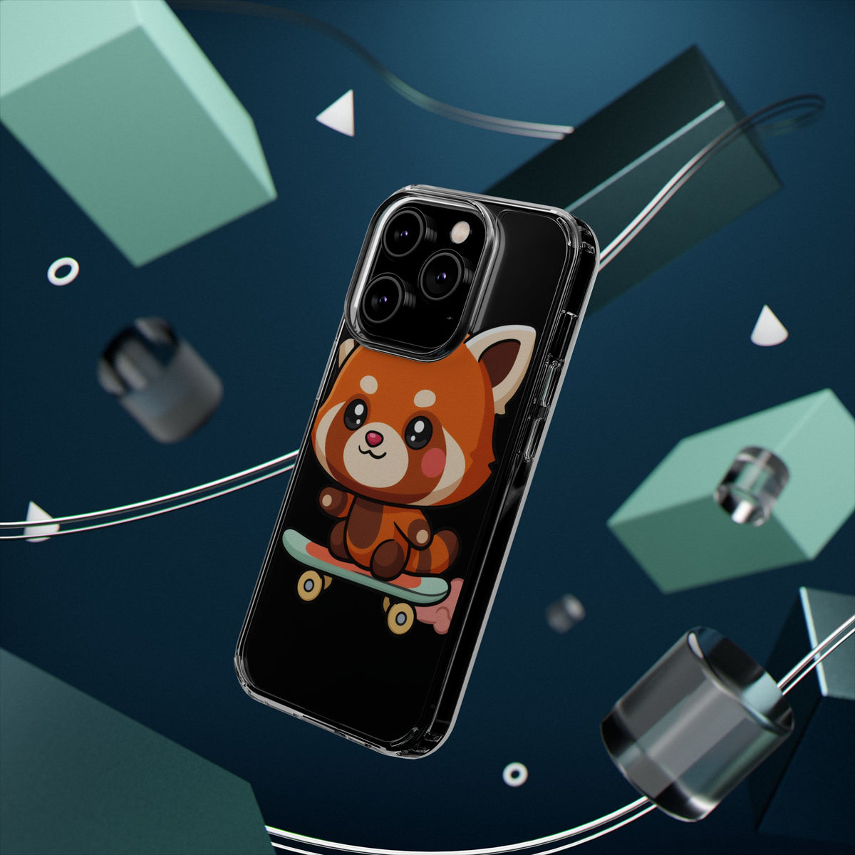 Red Panda Skateboard Phone Case, Cute Kawaii Style