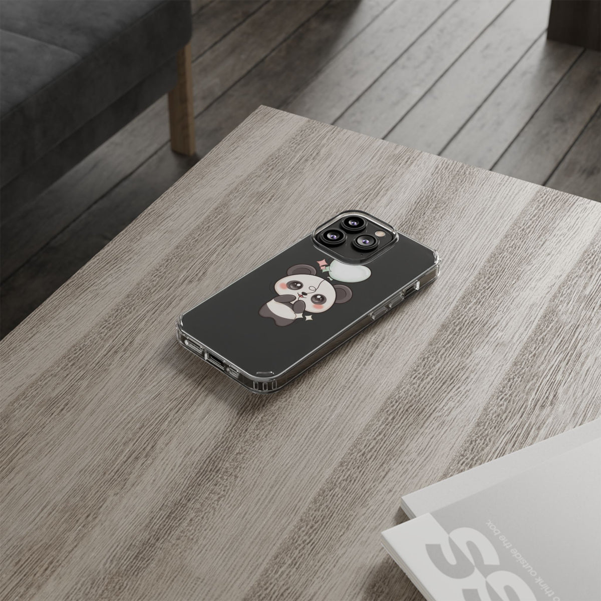 Kawaii Panda Clear Phone Case with Balloon