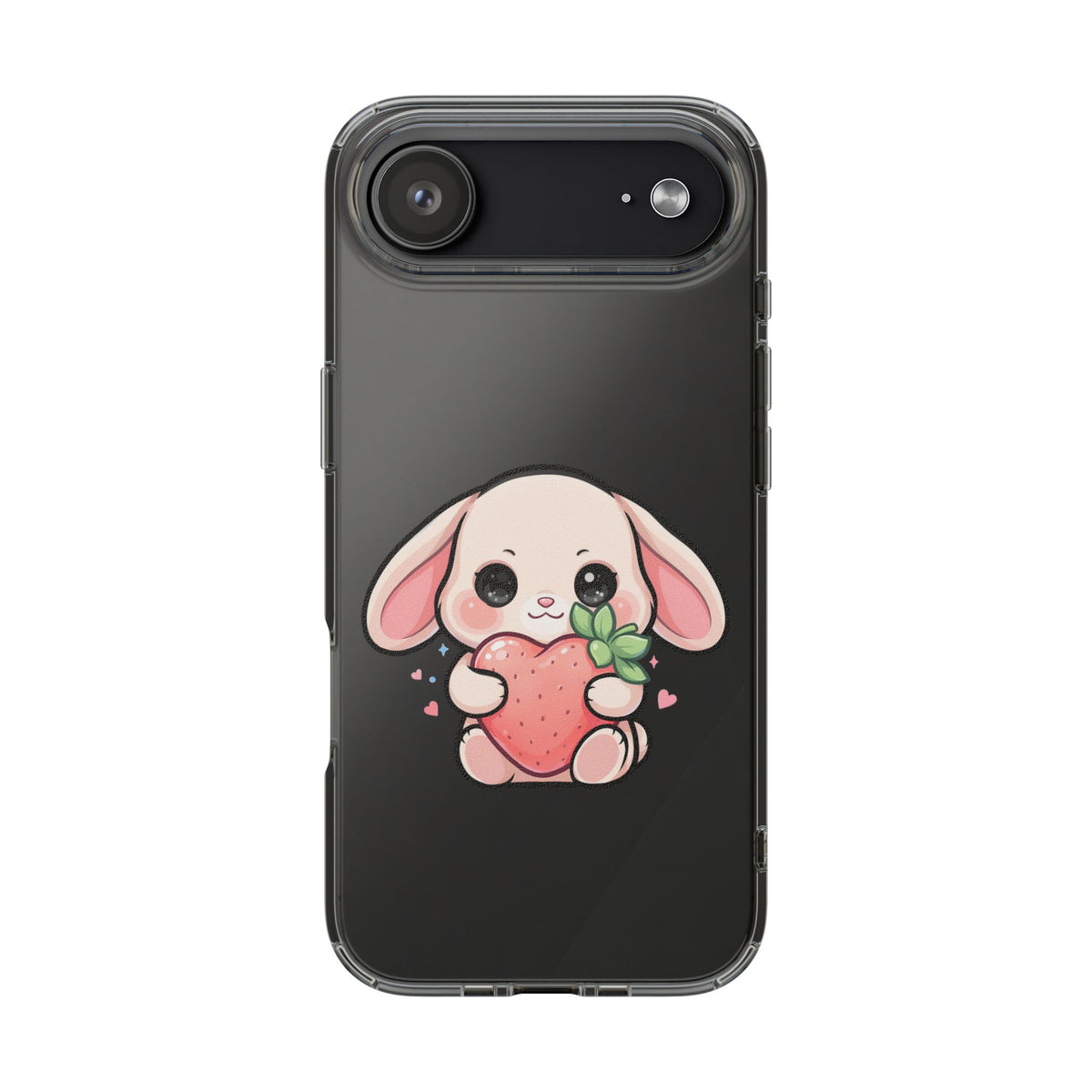 Kawaii Bunny Strawberry Phone Case, Clear Impact-Resistant