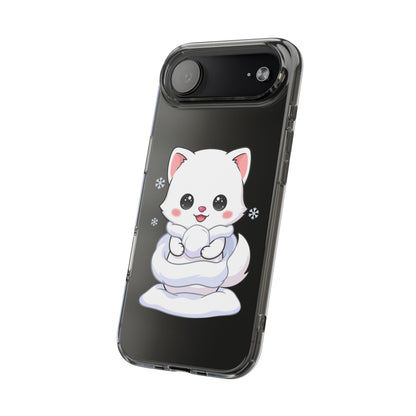 Kawaii Arctic Fox Phone Case, Cute Snow Day Gift