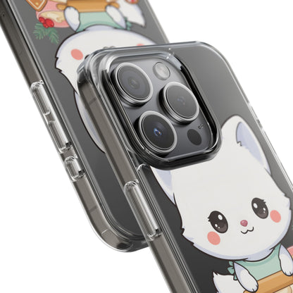 Christmas Fox Clear Phone Case, Kawaii Cookie Baker