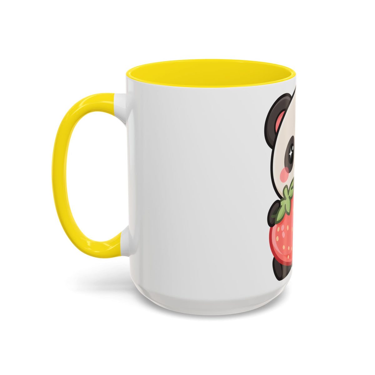 Kawaii Panda Accent Coffee Mug, Strawberry Lover Gift