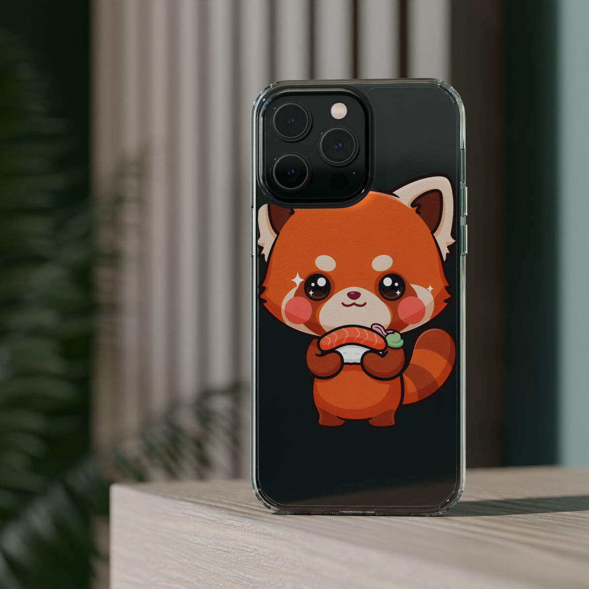Red Panda Sushi Phone Case, Cute Kawaii Clear Case