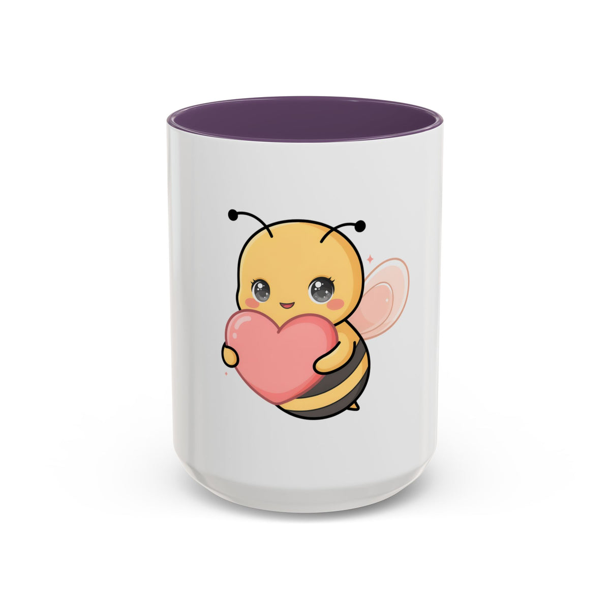 Kawaii Bee Accent Coffee Mug with Pink Heart