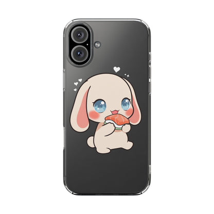 Kawaii Bunny Sushi Phone Case, Clear Impact-Resistant