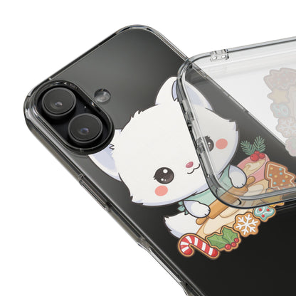 Christmas Fox Clear Phone Case, Kawaii Cookie Baker