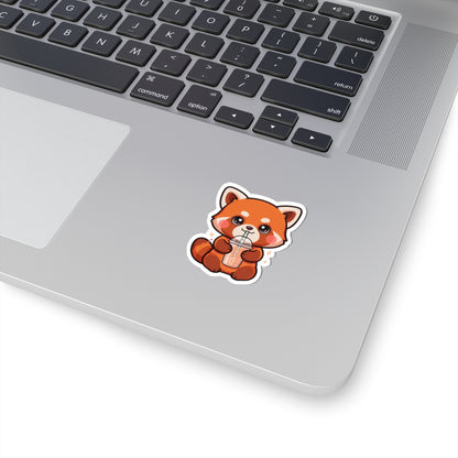 Kawaii Red Panda Bubble Tea Sticker for Boba Lovers