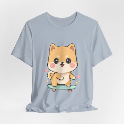 Kawaii Shiba Inu Skateboarder Tee for Dog Lovers