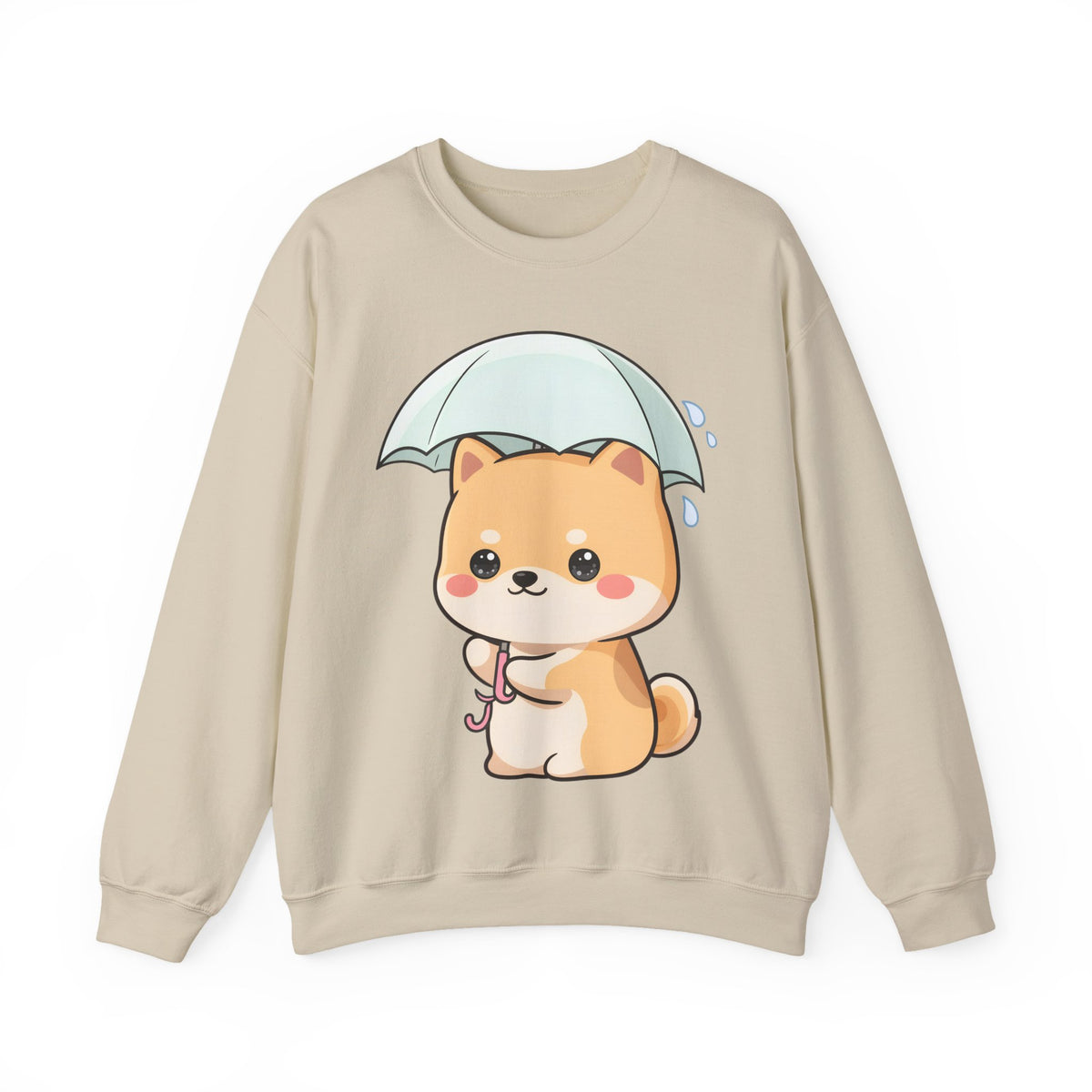 Kawaii Shiba Inu Sweatshirt, Cute Rainy Day Crewneck