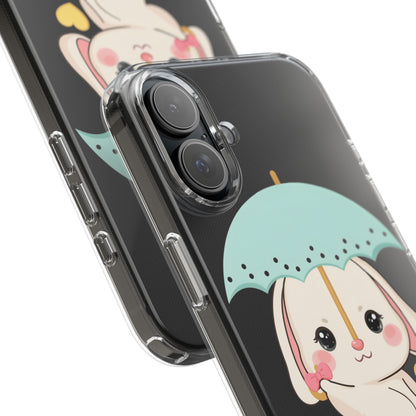 Kawaii Bunny Phone Case with Umbrella | Cute Clear Case