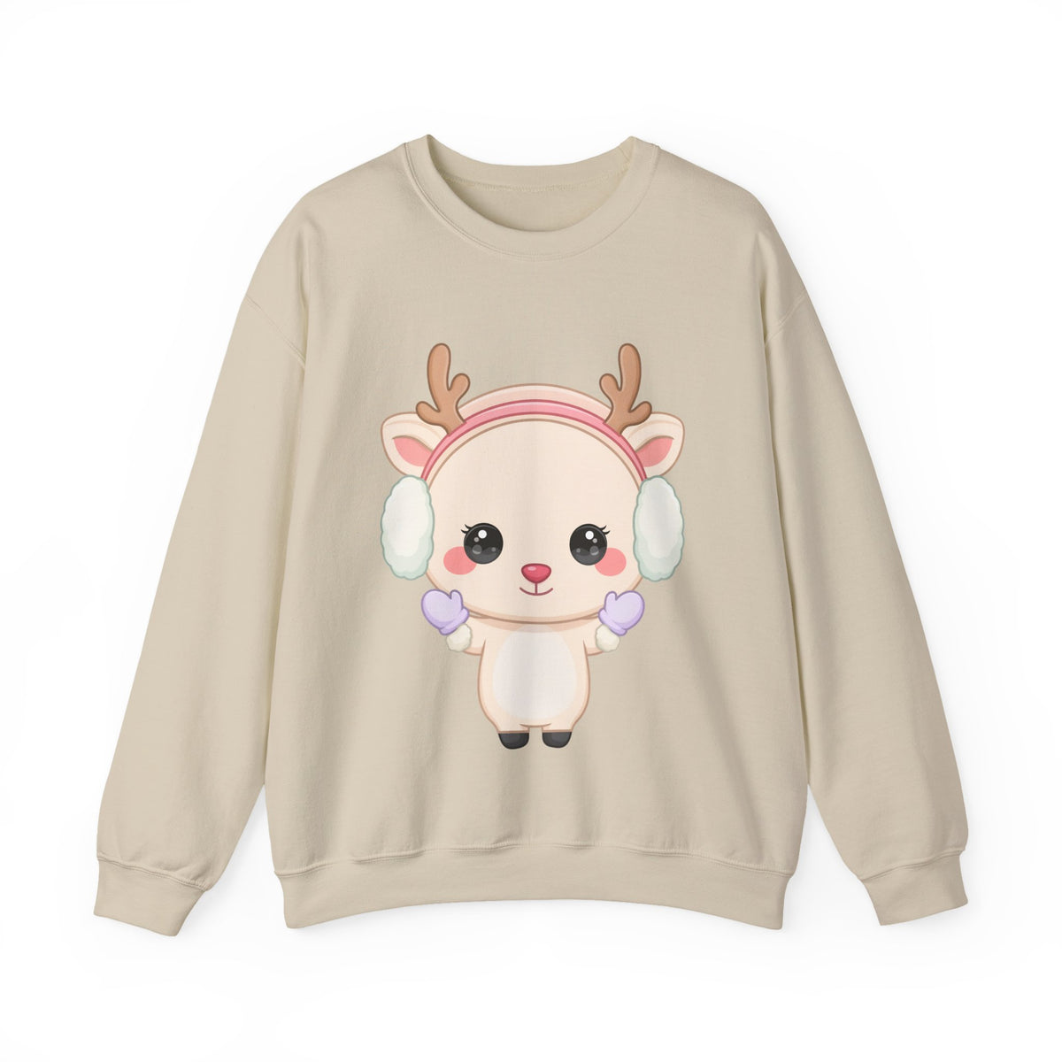 Kawaii Reindeer Sweatshirt, Cute Winter Crewneck