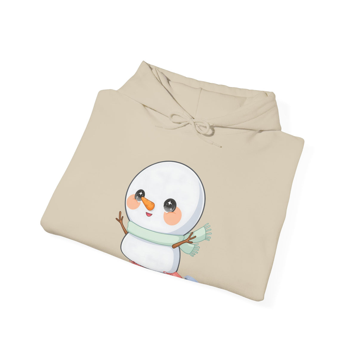 Kawaii Snowman Hoodie, Cute Ice Skating Winter Sweatshirt