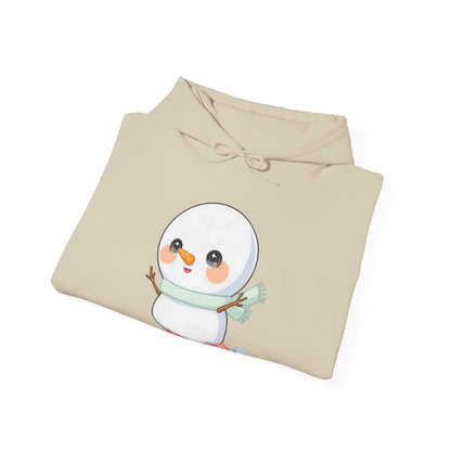 Kawaii Snowman Hoodie, Cute Ice Skating Winter Sweatshirt