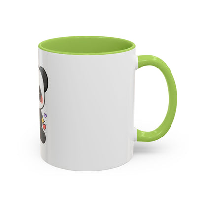 Kawaii Panda Accent Coffee Mug, Cute Plant Lover Gift