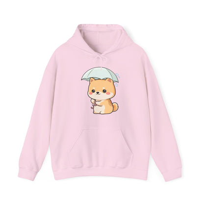 Kawaii Shiba Inu Hoodie, Cute Umbrella Dog Sweatshirt