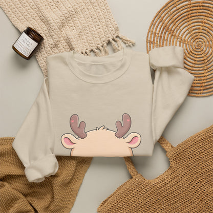Kawaii Reindeer Sweatshirt, Cute Hot Cocoa Holiday Crewneck