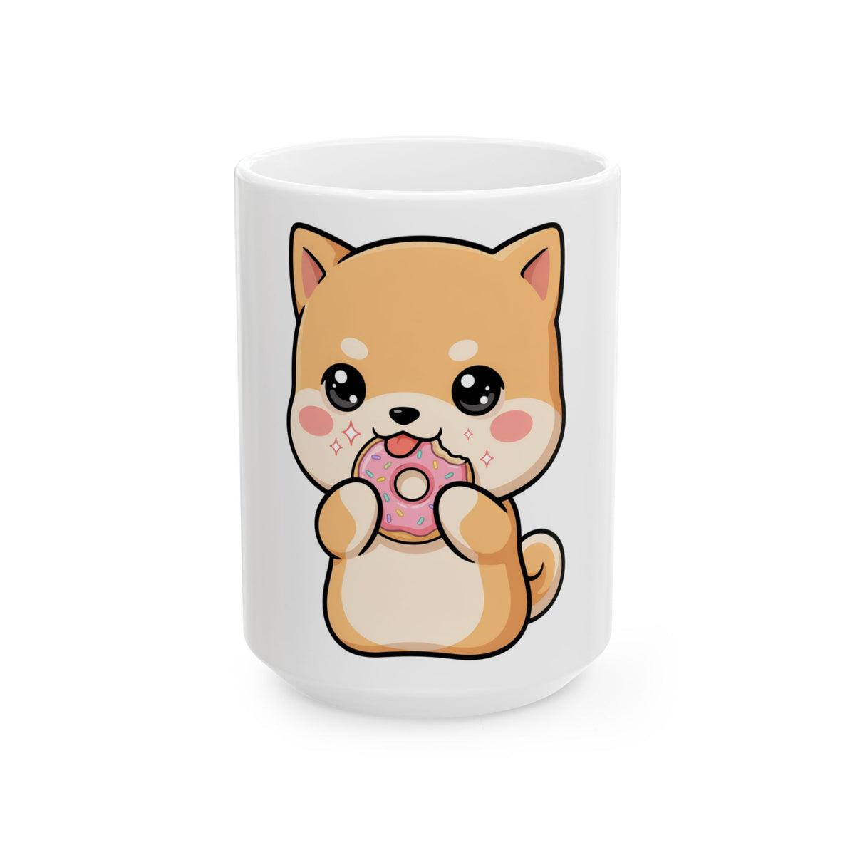 Kawaii Shiba Inu Donut Mug, Cute Dog Coffee Cup