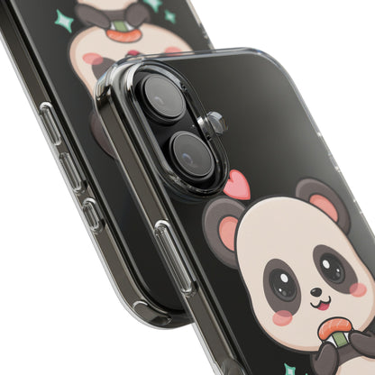 Kawaii Panda Sushi Phone Case, Clear Impact-Resistant Case