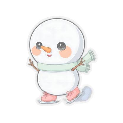 Kawaii Snowman Sticker, Cute Ice Skating Winter Decor