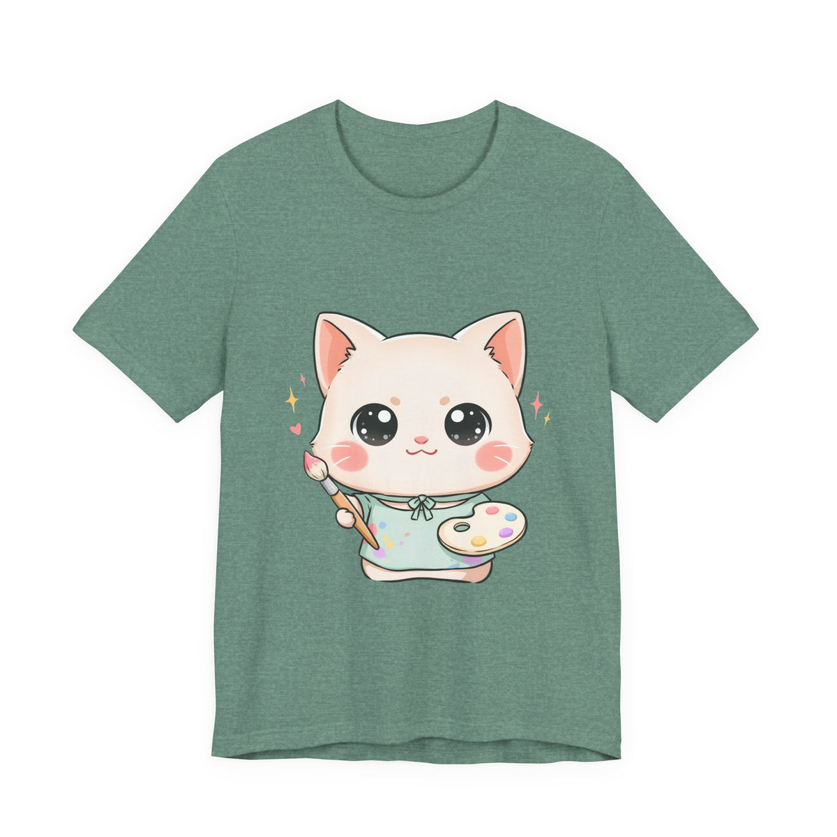 Kawaii Cat Artist T-Shirt for Creative Cat Lovers