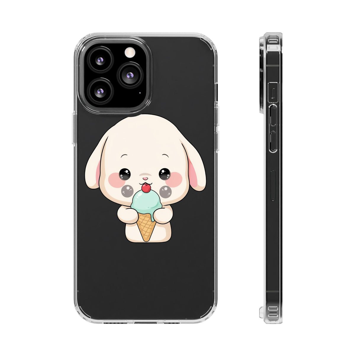 Kawaii Bunny Phone Case, Ice Cream Cutie Clear Case