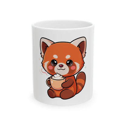 Red Panda Latte Mug, Cute Kawaii Ceramic Coffee Cup