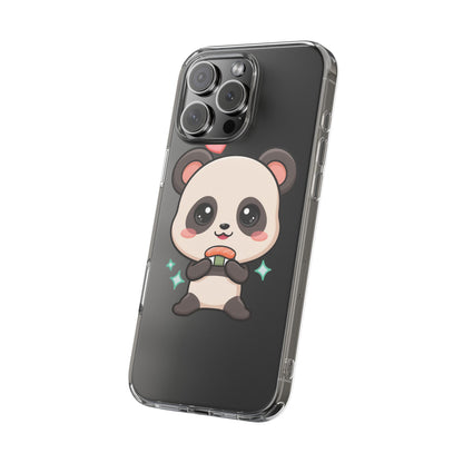 Kawaii Panda Sushi Phone Case, Clear Impact-Resistant Case