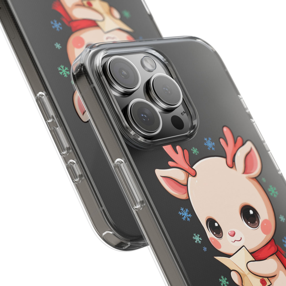 Christmas Reindeer Clear Impact-Resistant Phone Case