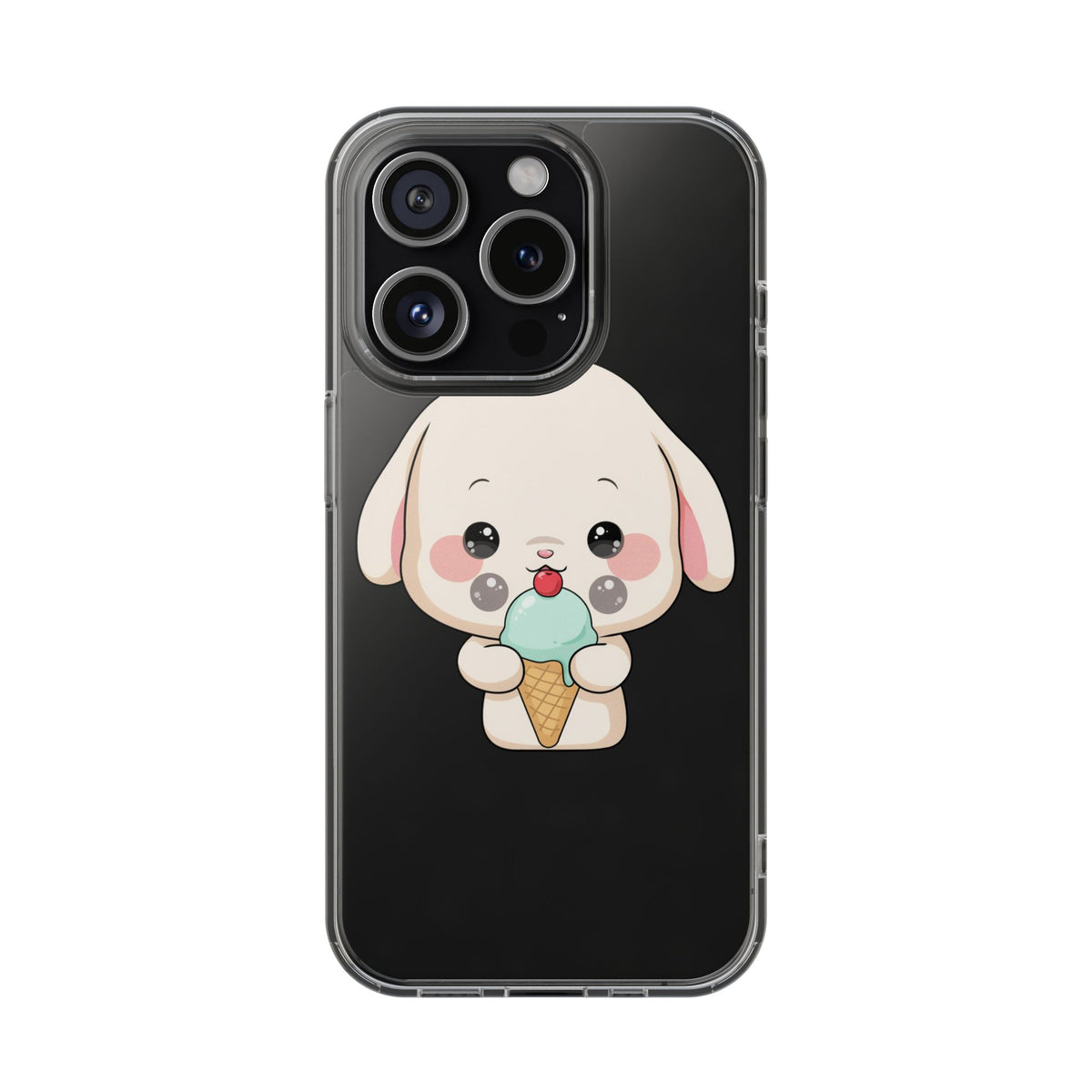 Kawaii Bunny Phone Case, Ice Cream Cutie Clear Case