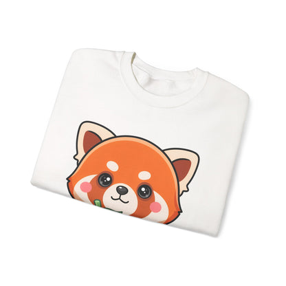 Kawaii Red Panda Sweatshirt, Cute Strawberry Hug Crewneck
