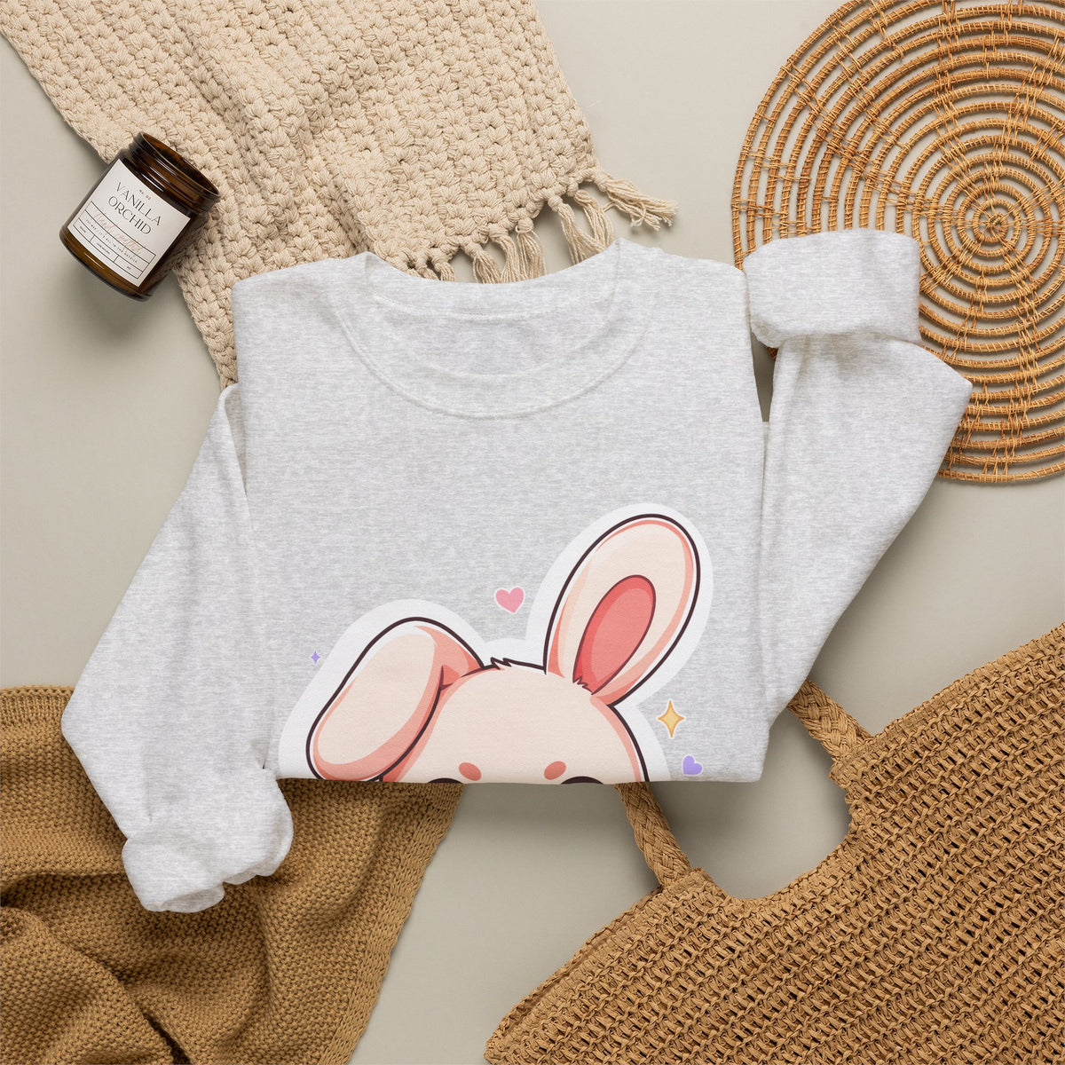 Kawaii Bunny Bubble Tea Sweatshirt, Cute Chibi Crewneck