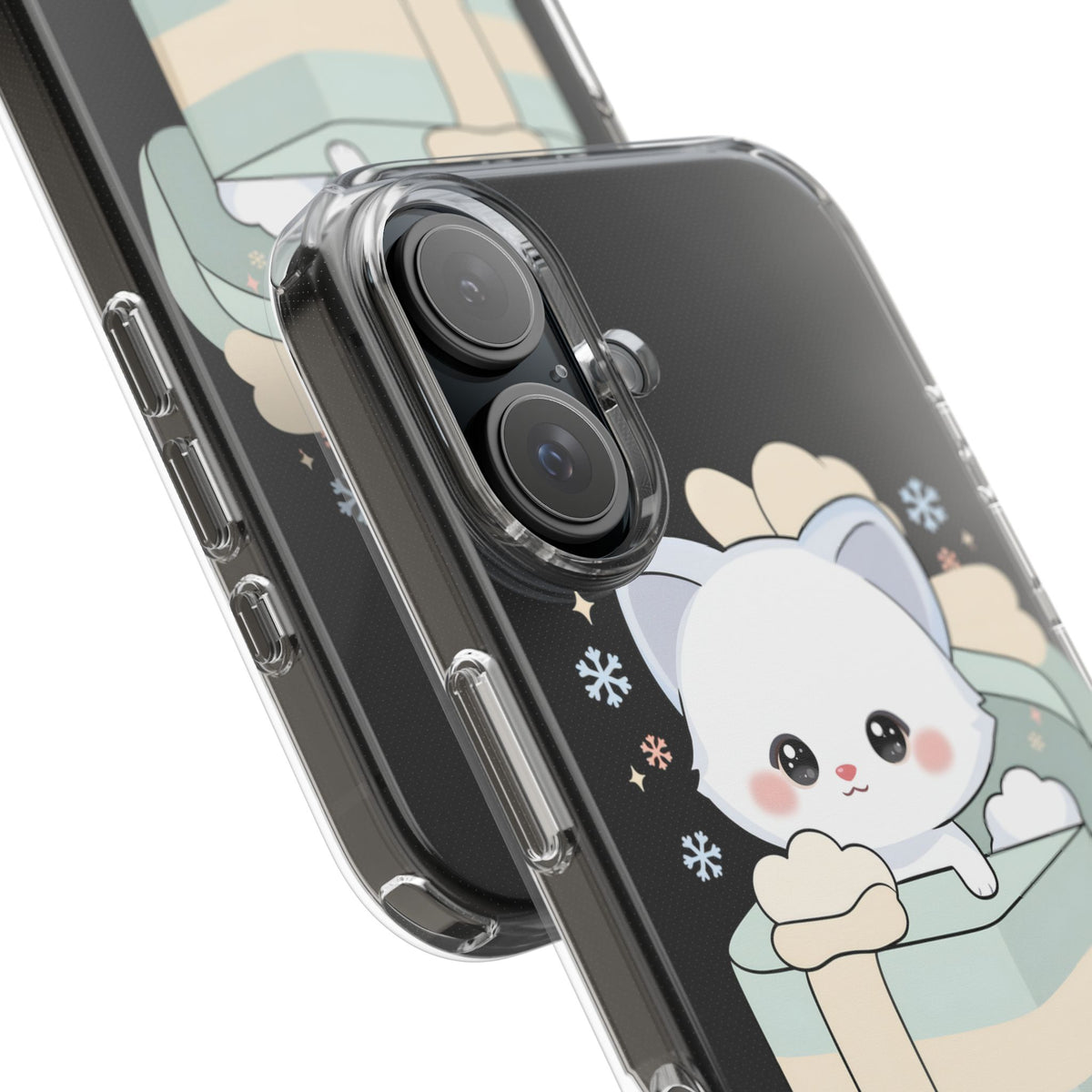Kawaii Arctic Fox Clear Impact-Resistant Phone Case