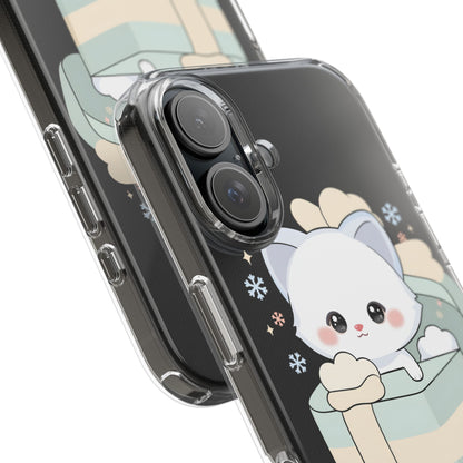 Kawaii Arctic Fox Clear Impact-Resistant Phone Case