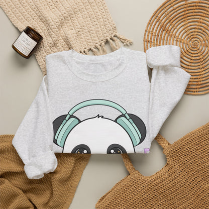 Kawaii Panda Music Sweatshirt, Cute Headphone Panda Crewneck