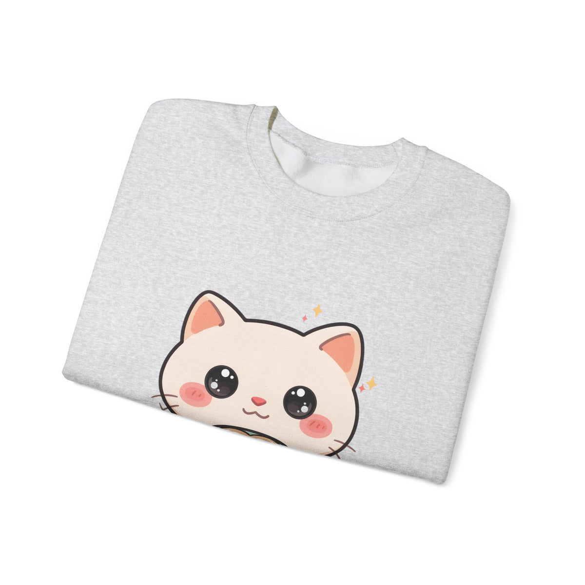 Kawaii Latte Cat Sweatshirt, Cute Chibi Coffee Cat Crewneck